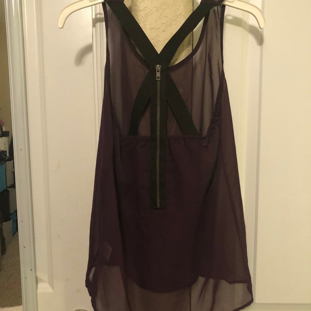 purple sheer blouse